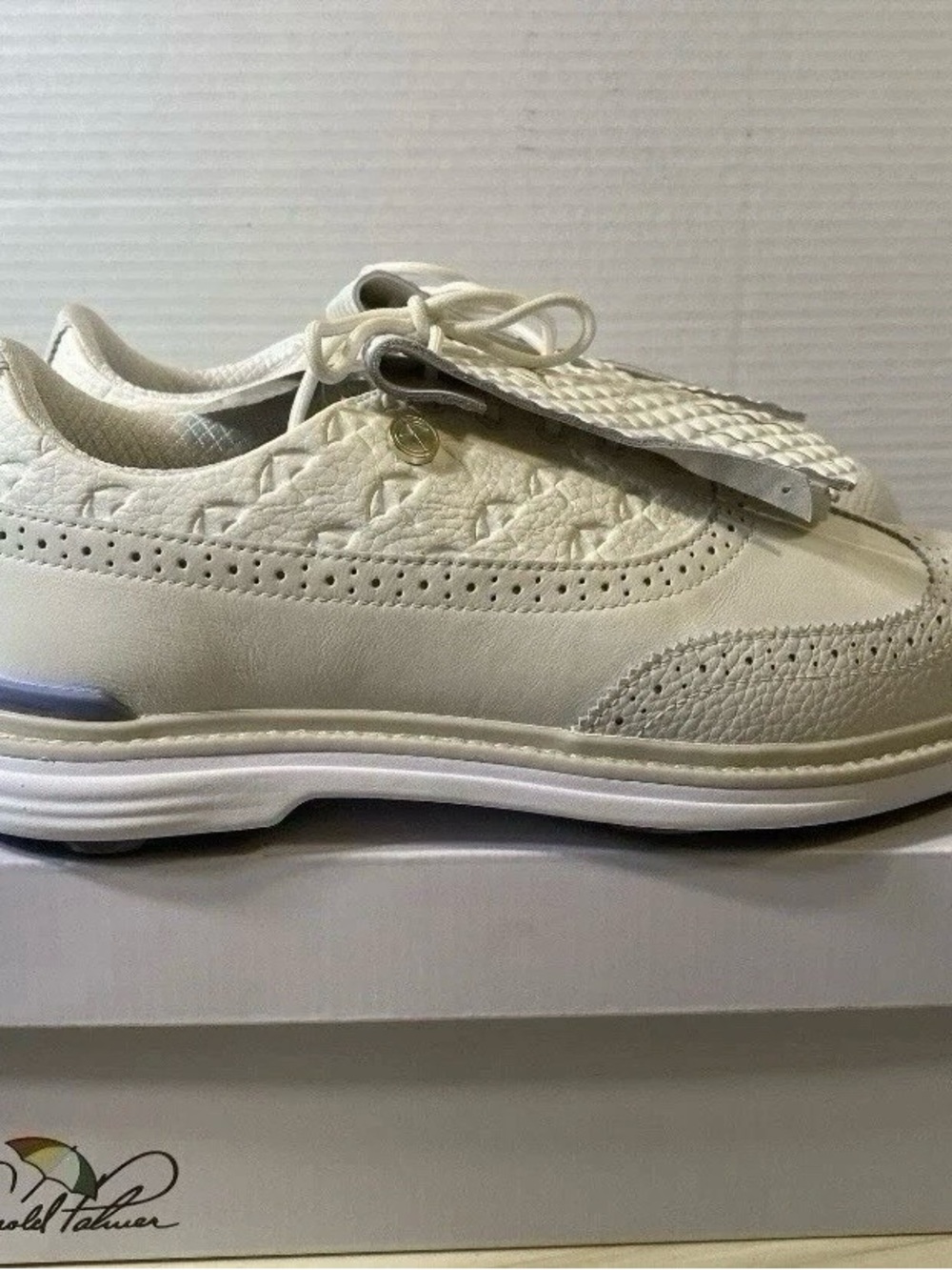 PUMA Arnold Palmer Royale Wingtip Golf Shoes Ivory/Zen Blue/White 8.5 New!